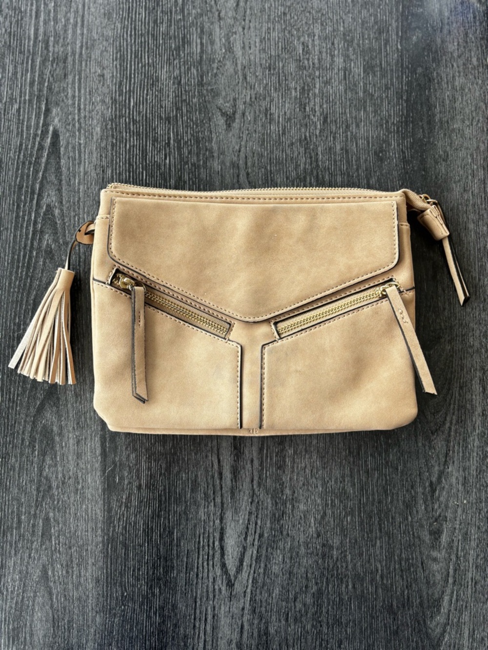 Neutral Taupe Crossbody Bag with Tassel
